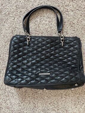 Rebecca Minkoff Black Quilted Shoulder Bag with Silver Hardware